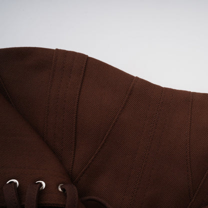 Strapless Wrap Lace-Up Back Brown Corset Top