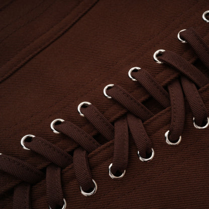 Strapless Wrap Lace-Up Back Brown Corset Top