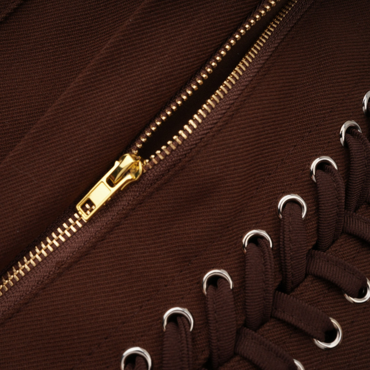 Strapless Wrap Lace-Up Back Brown Corset Top