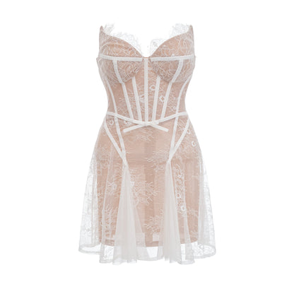 Renée off-shoulder lace mini dress
