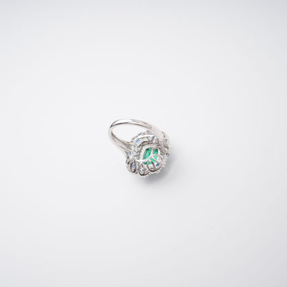 Clémence Green Emerald Cut Gemstone Sterling Silver Ring