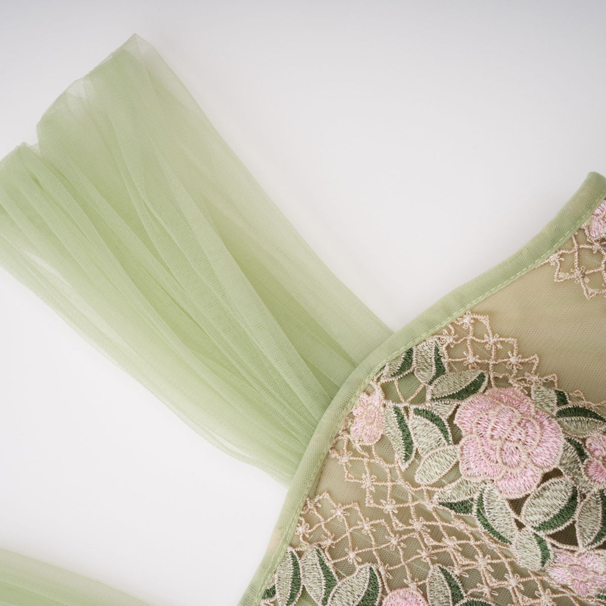 octavia Tulle Panel Floral Midi Dress in green