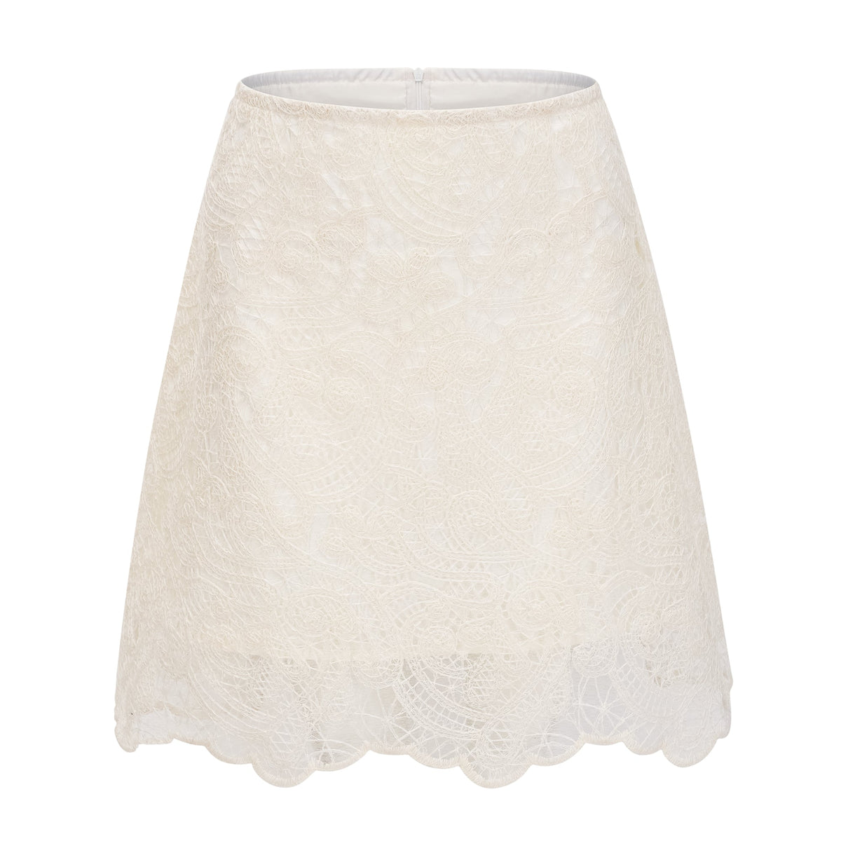 Eulalie Cream White Lace Blouse & Skirt Set