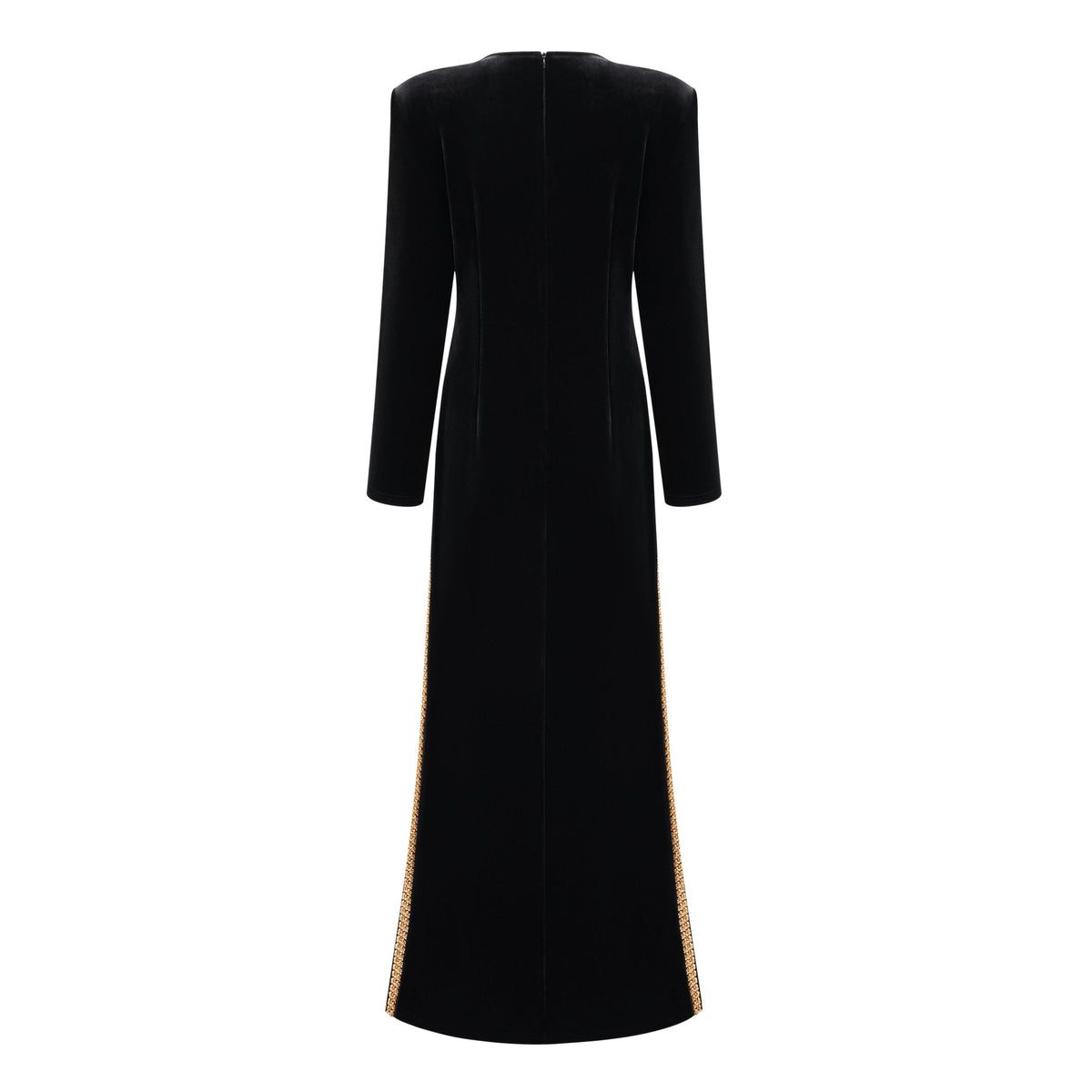 lydia Black Crystal Embellished Front Slit Maxi Dress