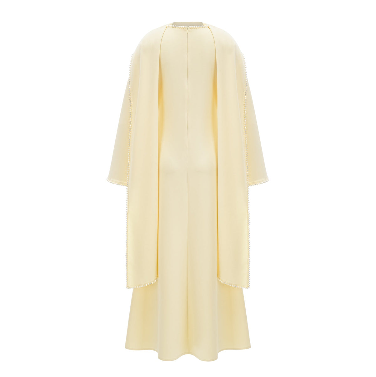 murray Yellow Pearl Trim Shawl Detail Maxi Dress