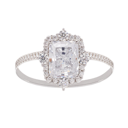 Émilienne Sterling Silver Rectangular Zircon Gemstone Ring