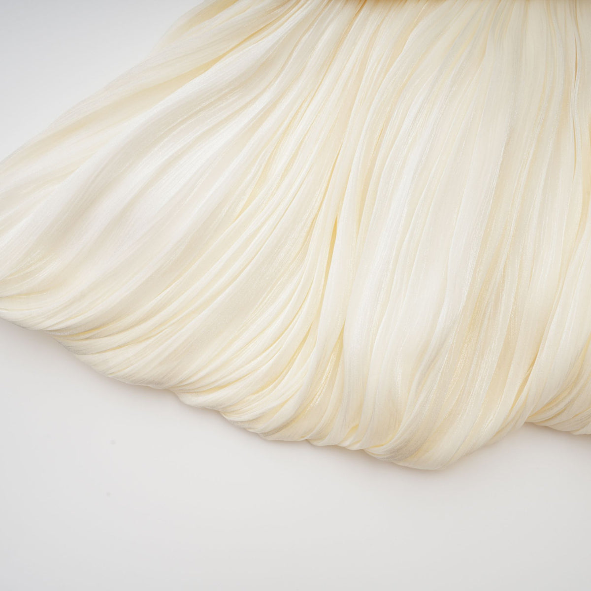 Cream Pleated Asymmetrical One Puff Sleeve Wrap Waist Bubble Mini Dress With Long Floating Sash