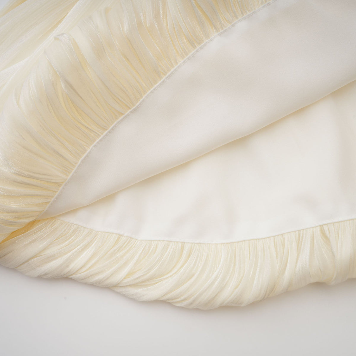Cream Pleated Asymmetrical One Puff Sleeve Wrap Waist Bubble Mini Dress With Long Floating Sash