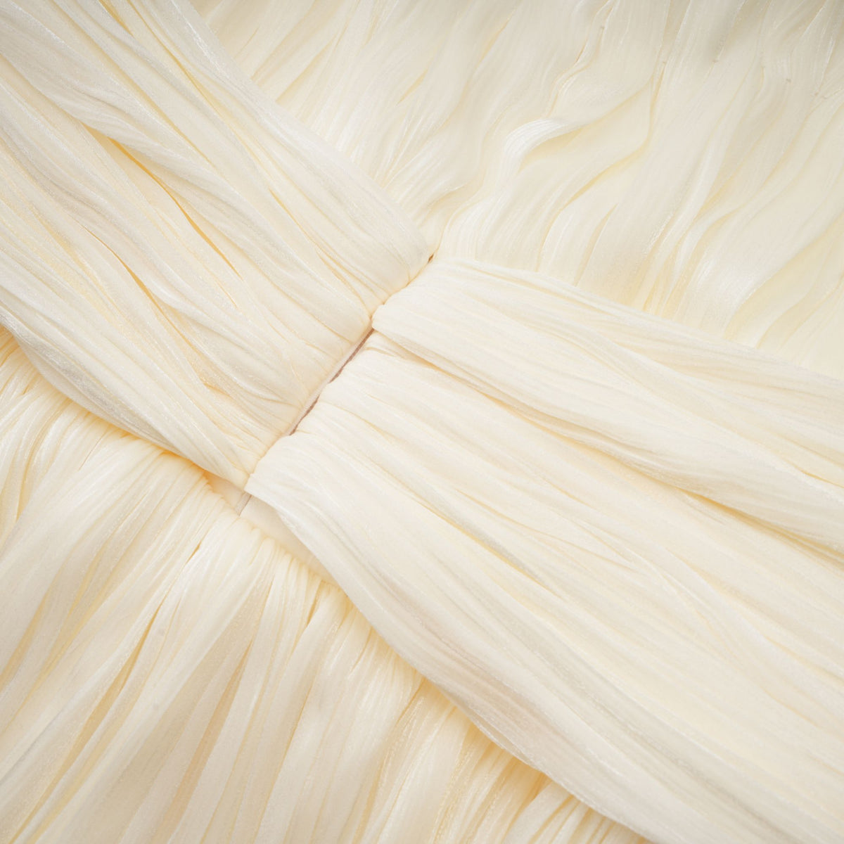 Cream Pleated Asymmetrical One Puff Sleeve Wrap Waist Bubble Mini Dress With Long Floating Sash