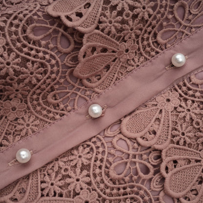 Inès lace cut-out tiered midi dress