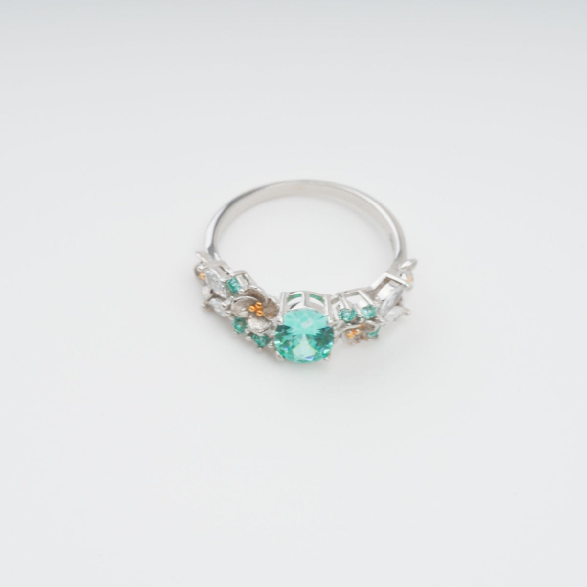 Ardelle Green Crystal Embellished Sterling Silver Ring