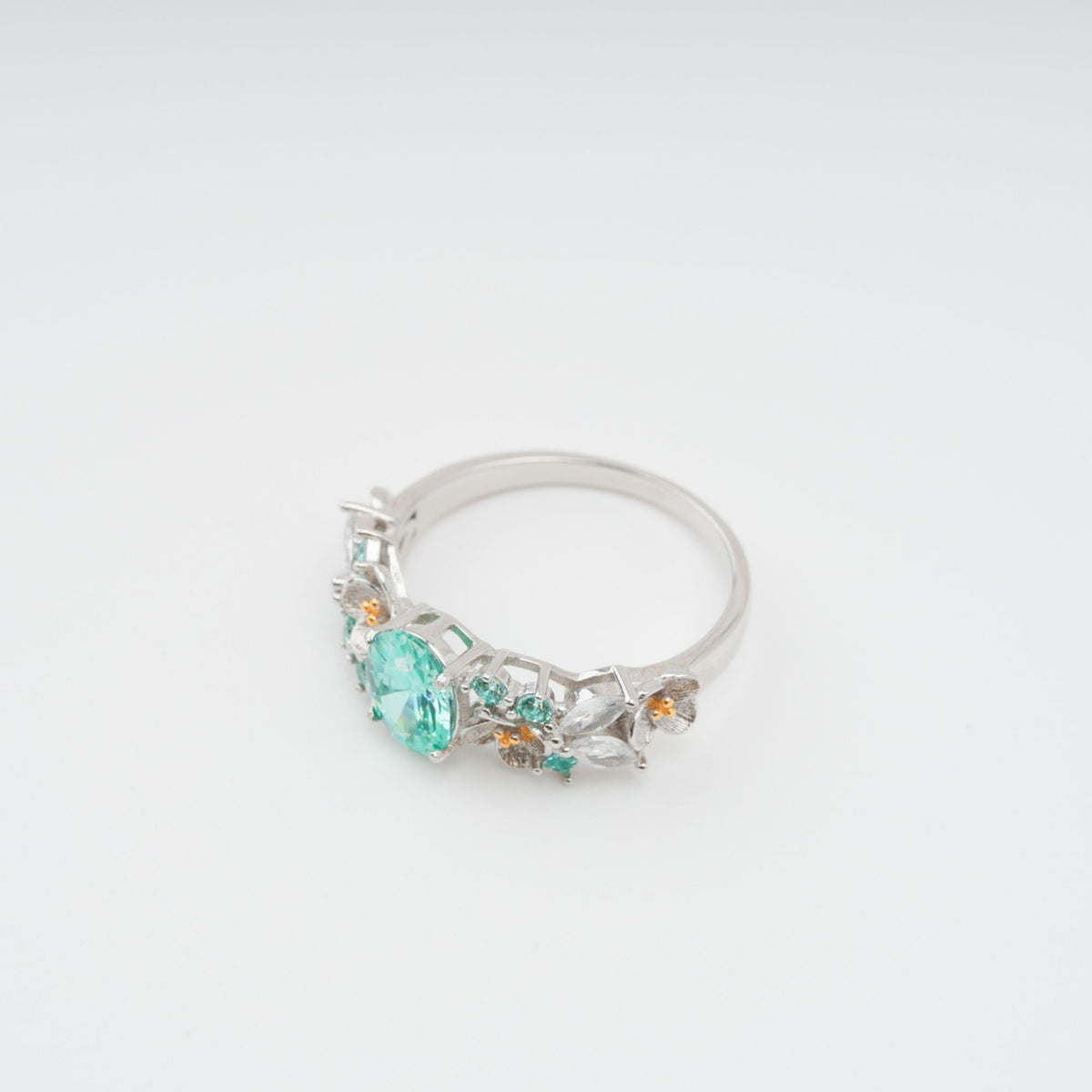 Ardelle Green Crystal Embellished Sterling Silver Ring