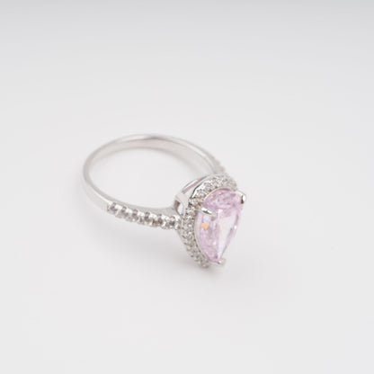 Éclat Pink Pear Shaped Gemstone Sterling Silver Ring