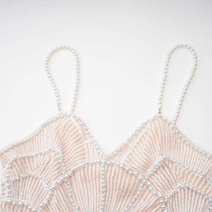 Shiema faux-pearl sequinned midi dress