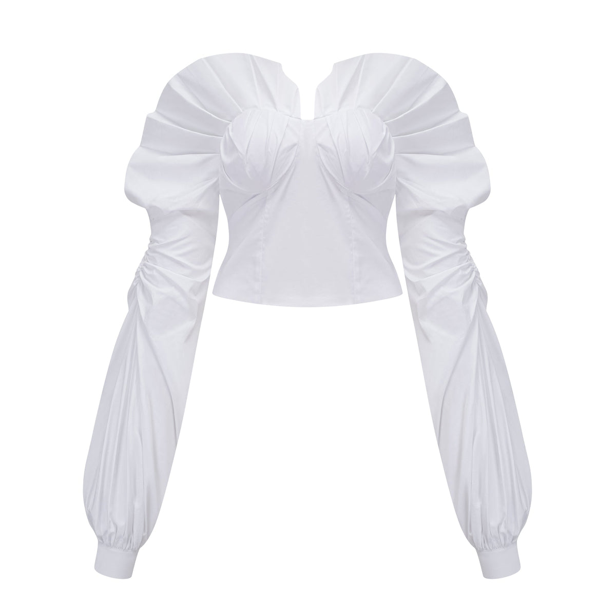 tiffany White off-shoulder Ruched Blouse & Skirt Set