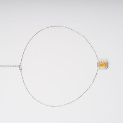 Eini Yellow Square Gemstone Pendant Sterling Silver Necklace