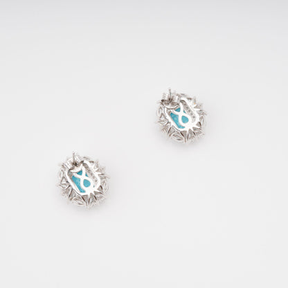 Kaisu Aquamarine Emerald Cut Gemstone Sterling Silver Earrings