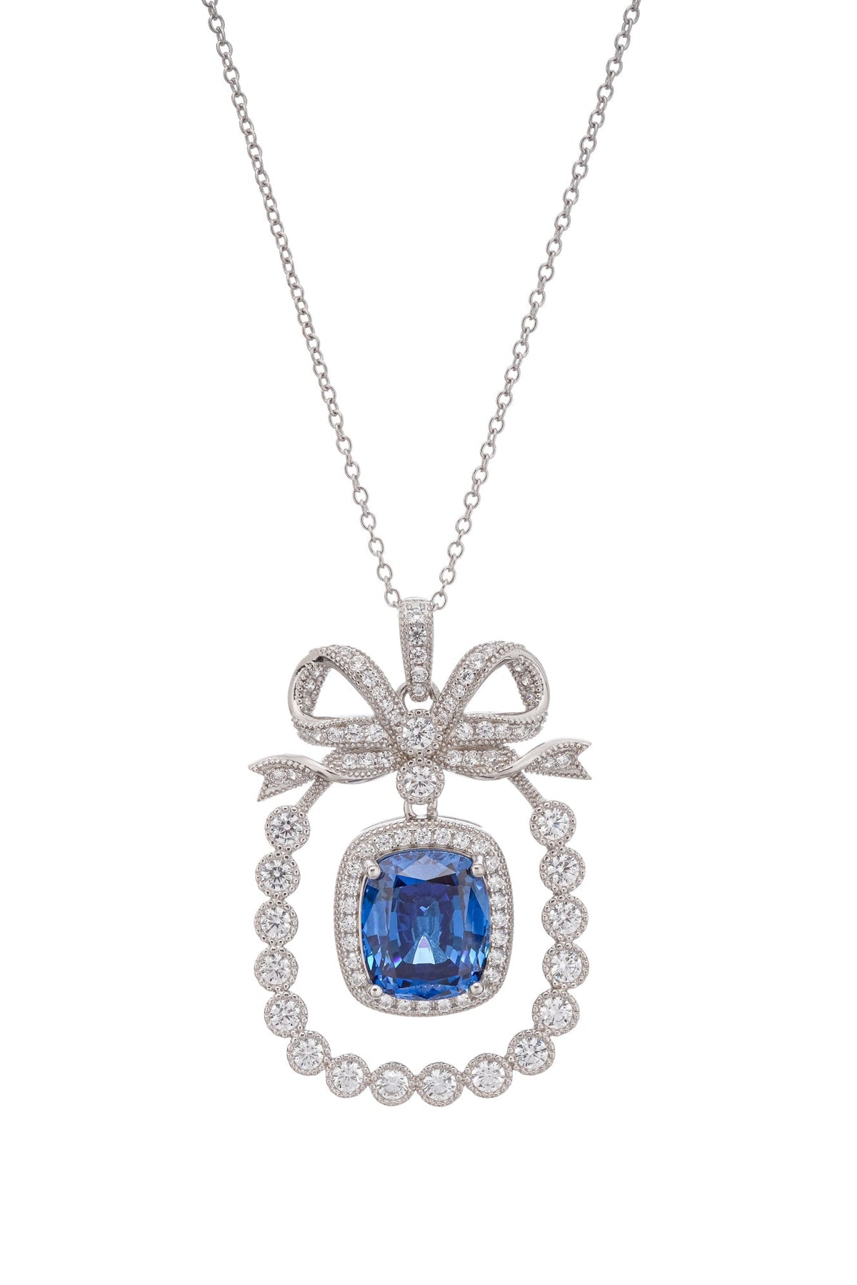 Kaisu Blue Bow Gemstone Pendant Sterling Silver Necklace