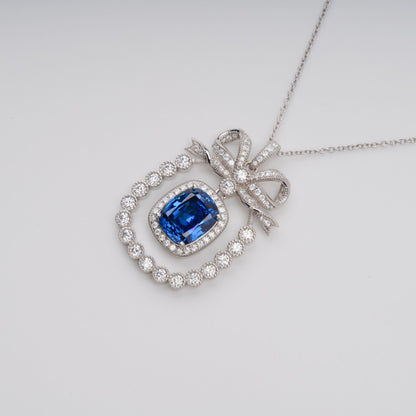 Kaisu Blue Bow Gemstone Pendant Sterling Silver Necklace