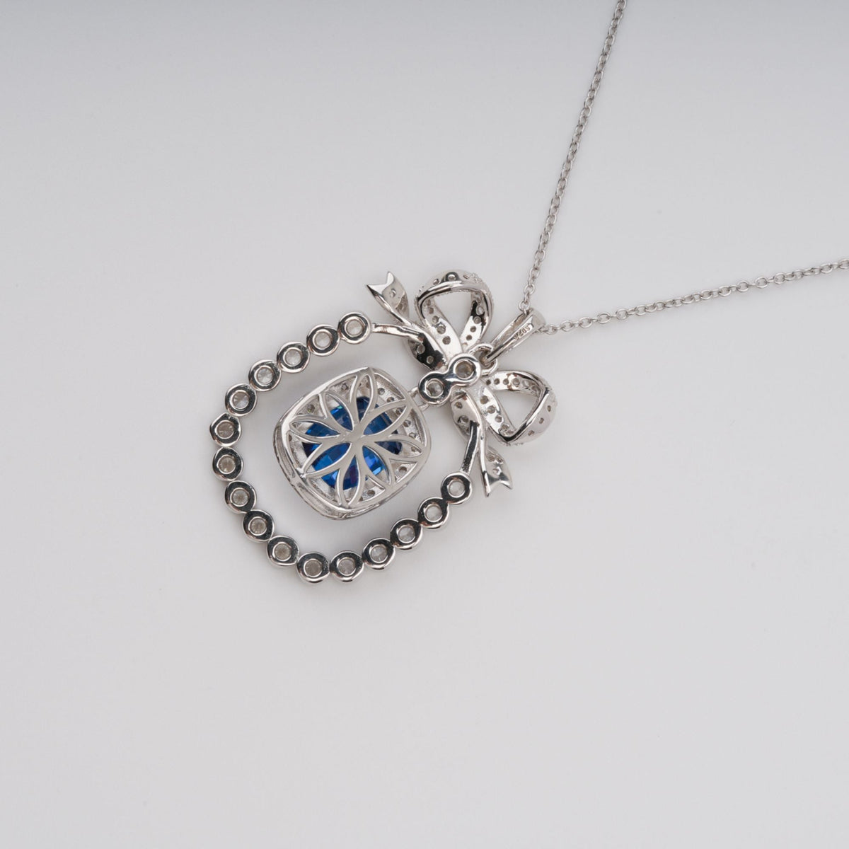 Kaisu Blue Bow Gemstone Pendant Sterling Silver Necklace