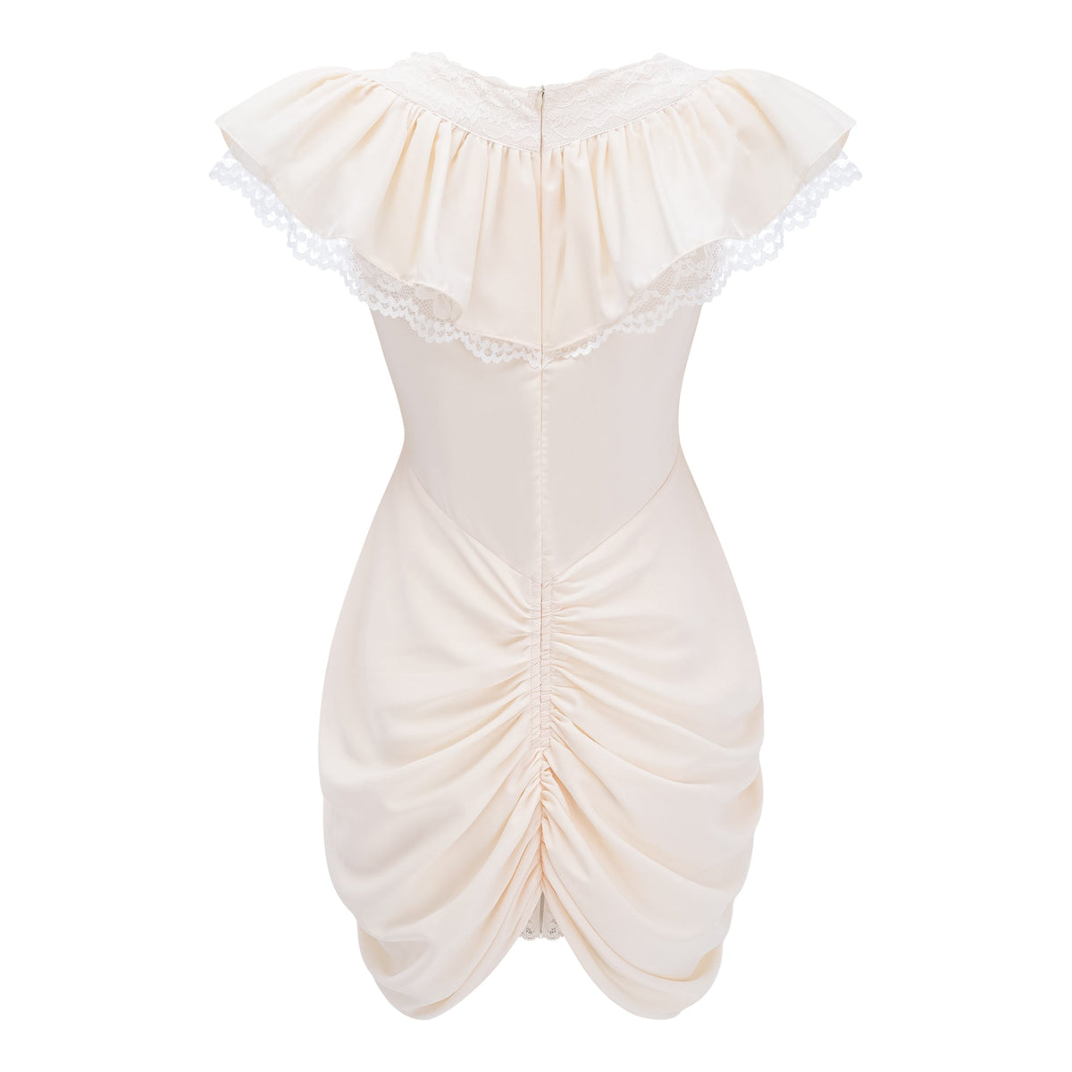 Lace V-Neck Ruffle Satin Mini Romper