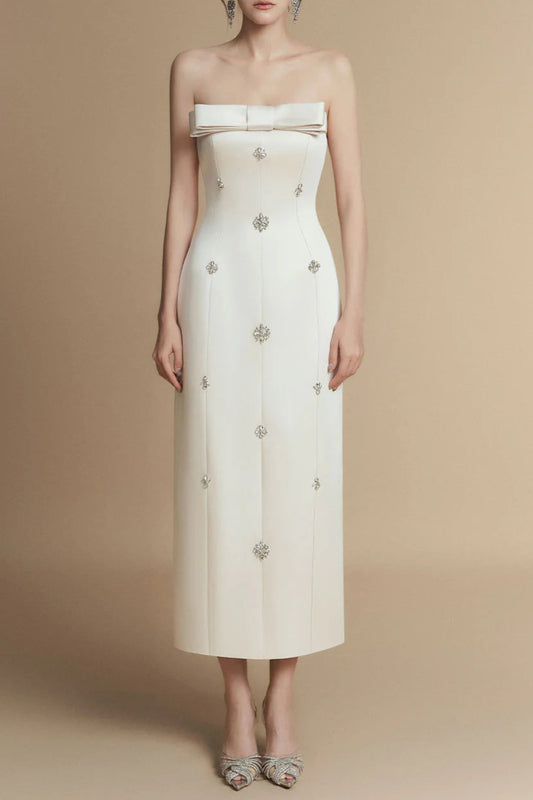 Sheath Straight Across Neck Taffeta Midi Dress