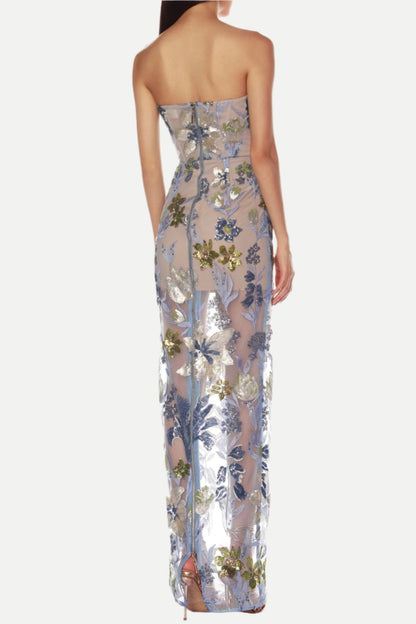 Dahlia Baby Blue Multi Maxi Dress