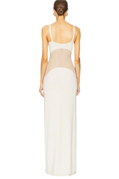 Dajoa Mesh Curve Maxi Dress - White