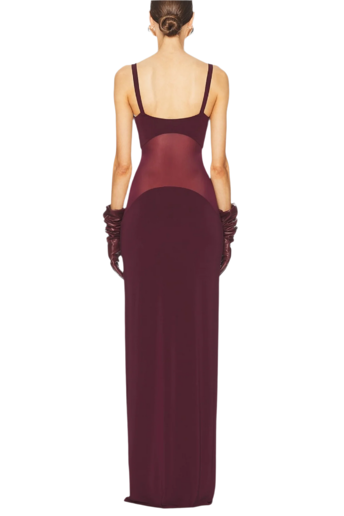 Dajoa Mesh Curve Maxi Dress - Wine