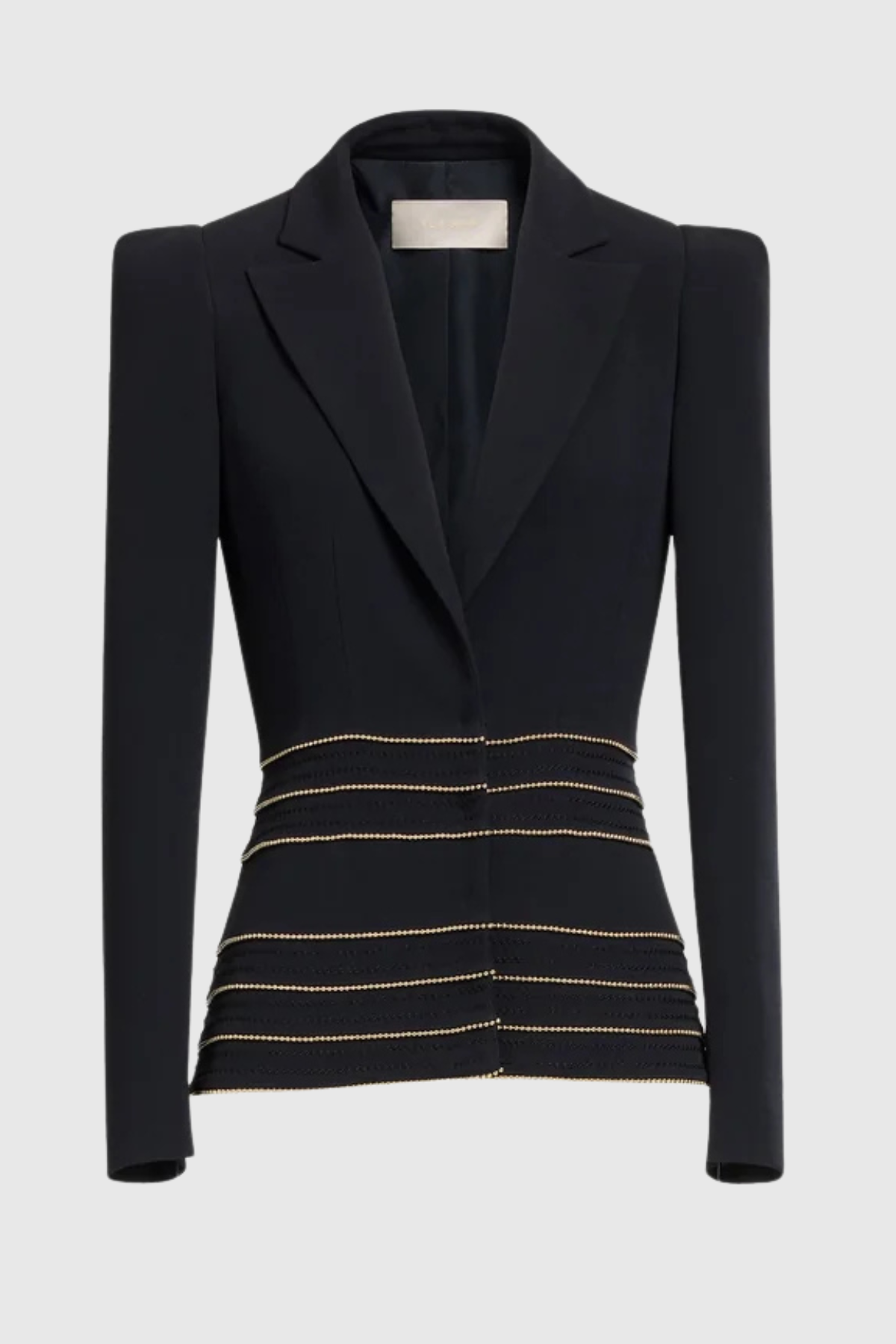 sandy Trim Embellished Blazer & Pants Set - black