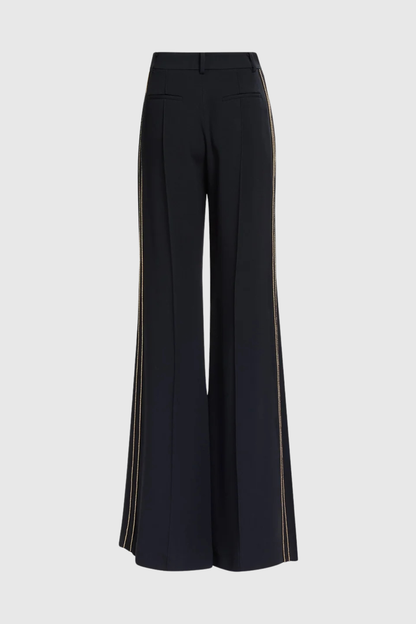 sandy Trim Embellished Blazer & Pants Set - black