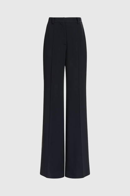 sandy Trim Embellished Blazer & Pants Set - black