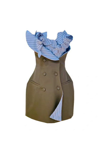 3D flowers Bustier Mini Dress