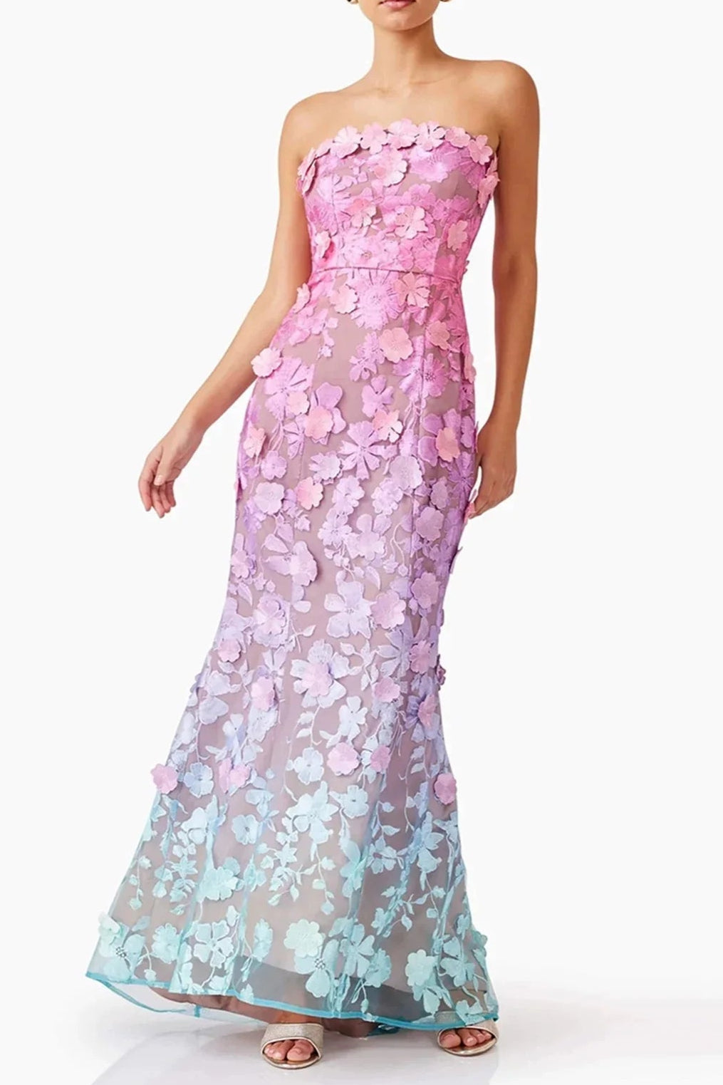 Off-Shoulder Sleeveless Gradient Dress