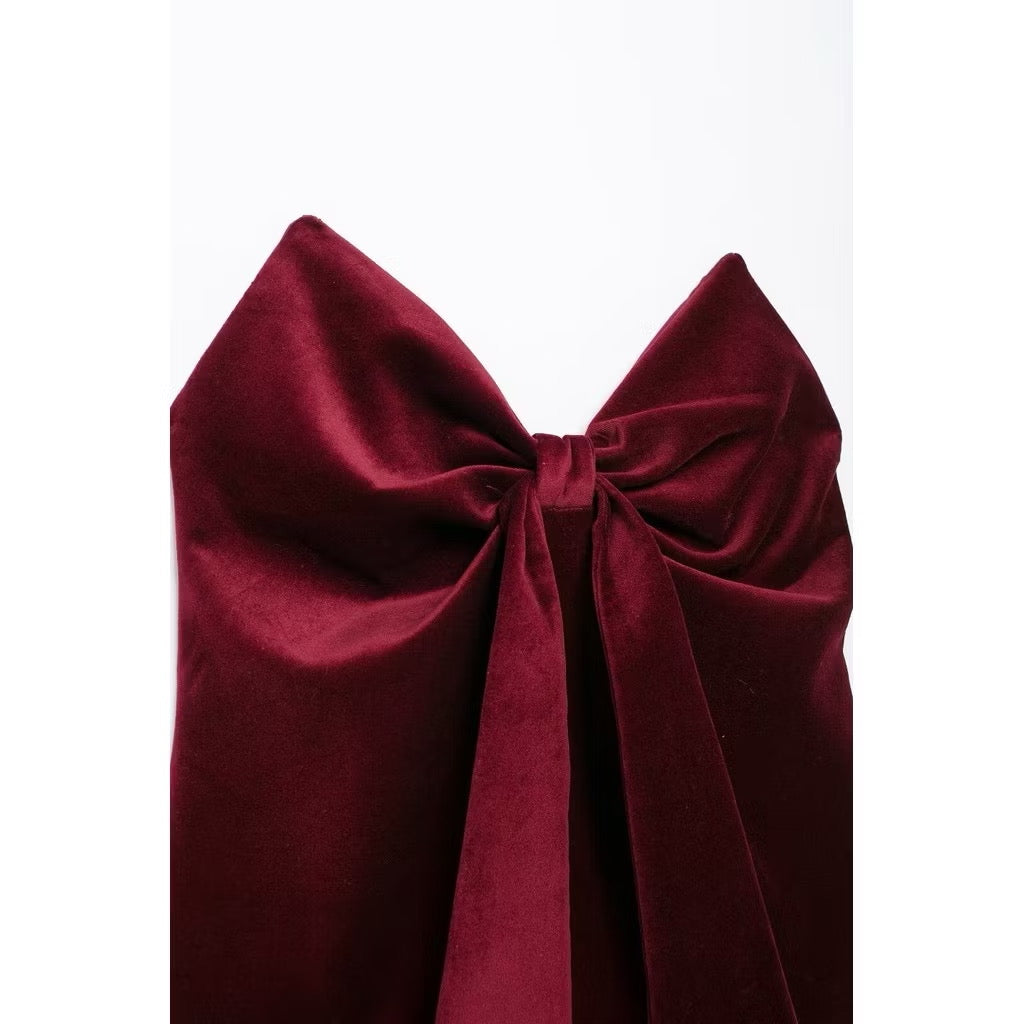 Milan Velvet Top In Wine Red