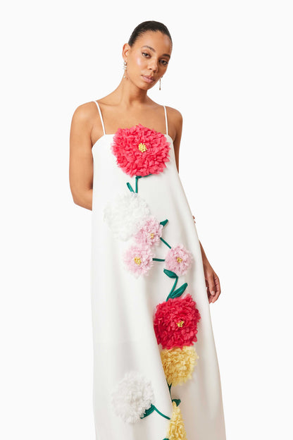 judy Buttercup Embroidered Maxi Dress in White