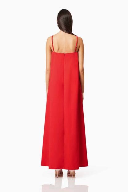 judy Buttercup Embroidered Maxi Dress In Red