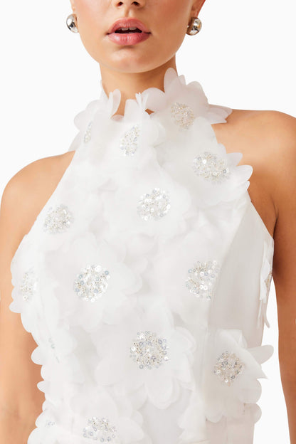Cherry Blossom Mini Dress in White