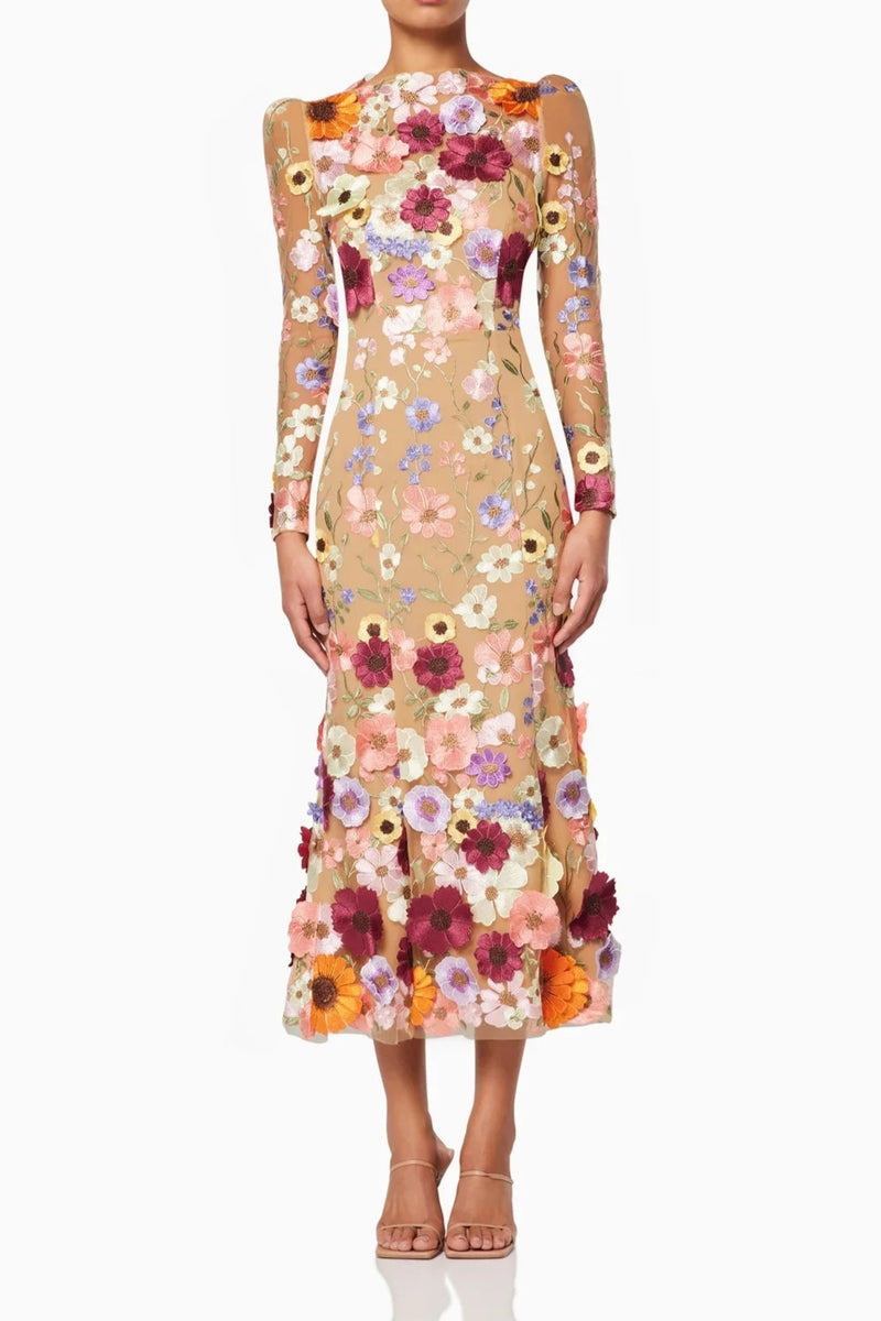 Shannon 3D Floral Midi Dress