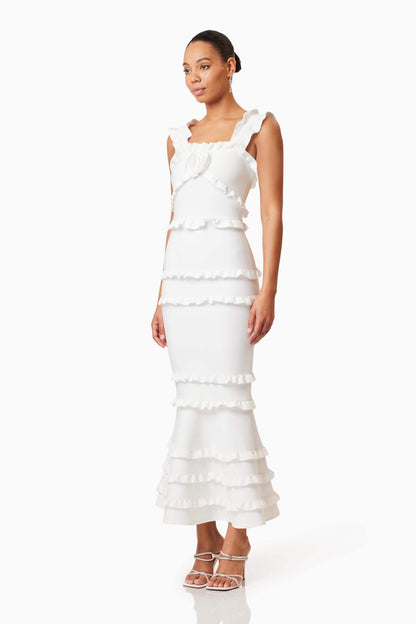 josephine Frill Maxi Dress in White