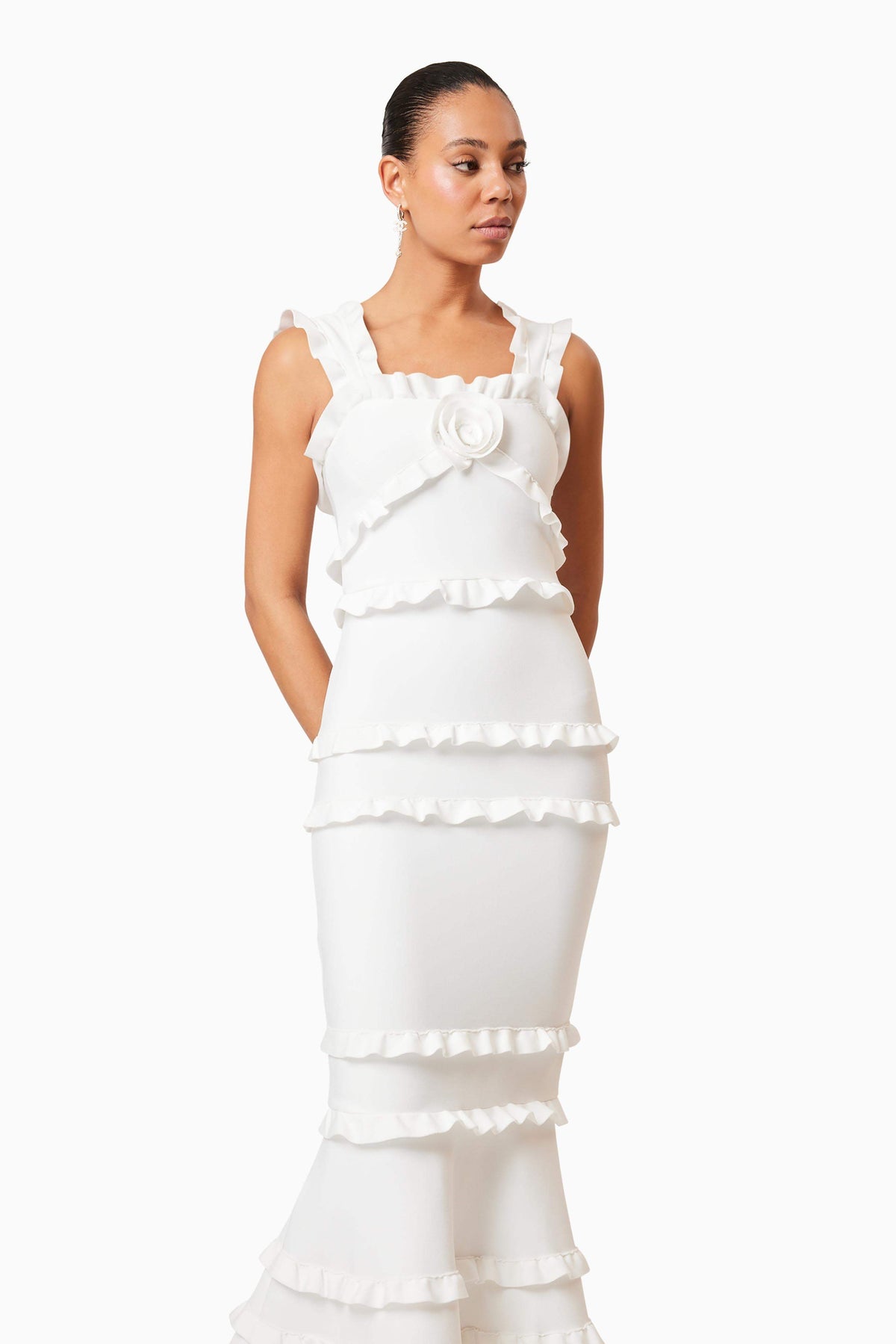 josephine Frill Maxi Dress in White