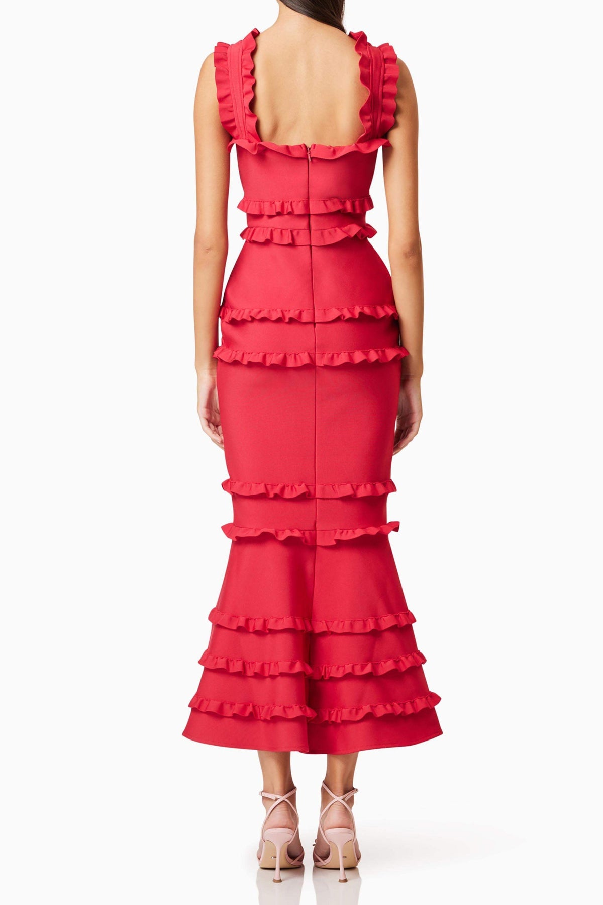 josephine Frill Maxi Dress in Red