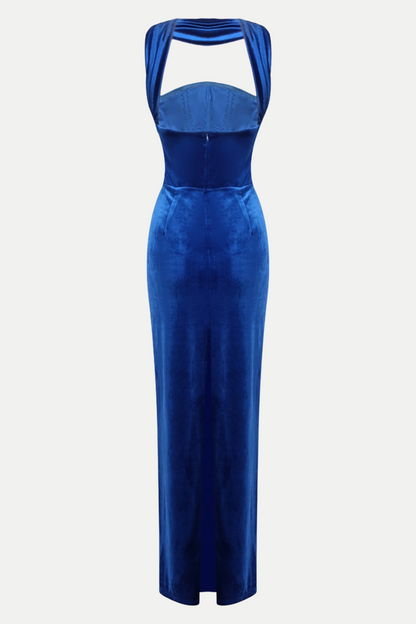 Eadward Velvet Halter Maxi Dress