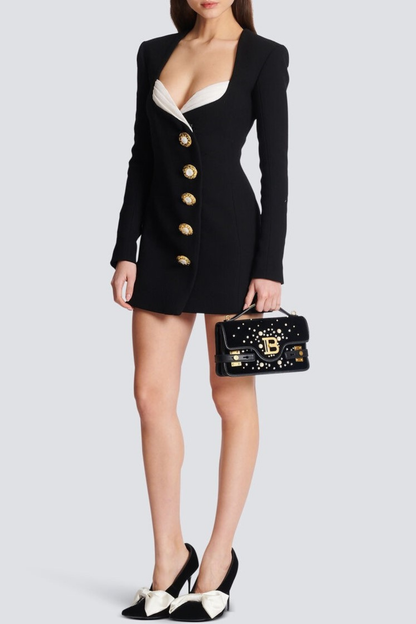 evelyn Asymmetric Buttoned Mini Dress