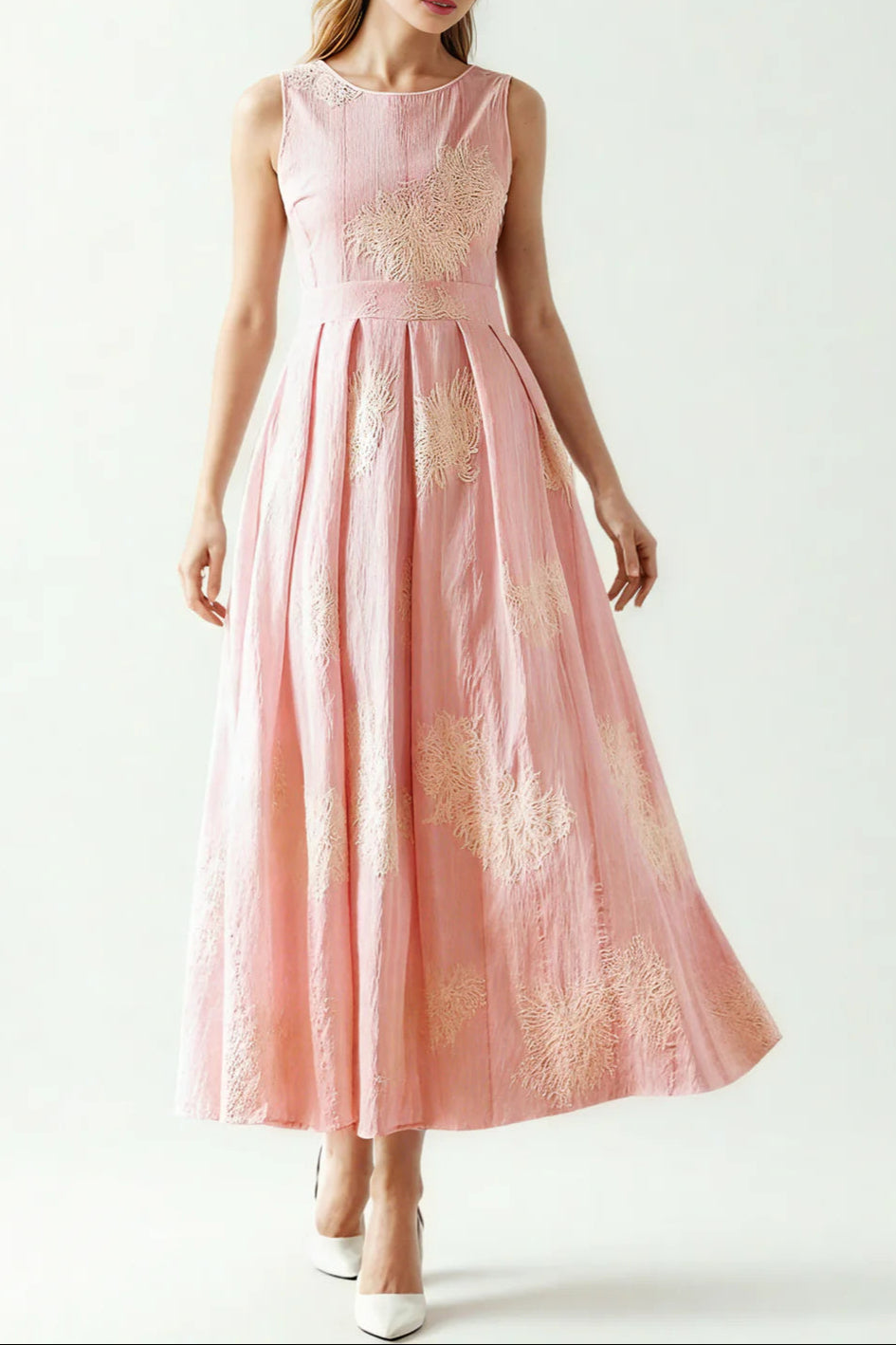 Crochet Sleeveless Backless Maxi Dress In Pink