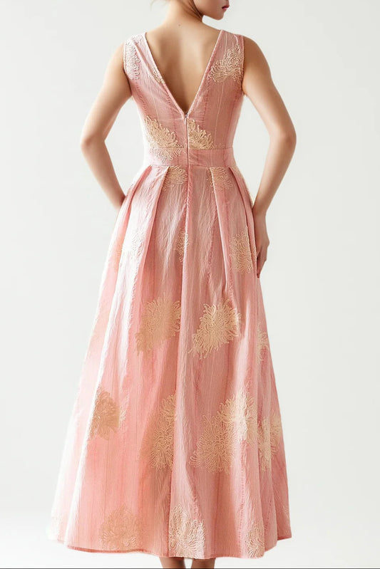 Crochet Sleeveless Backless Maxi Dress In Pink