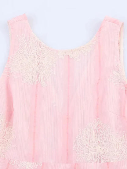 Crochet Sleeveless Backless Maxi Dress In Pink