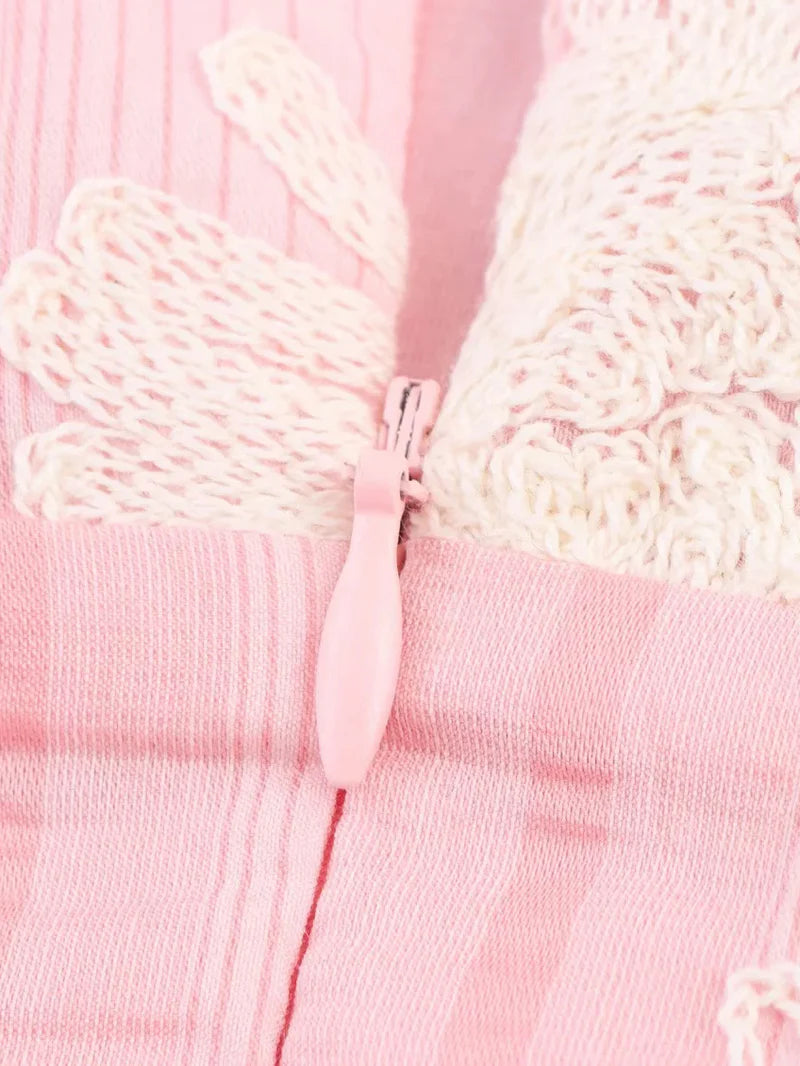 Crochet Sleeveless Backless Maxi Dress In Pink