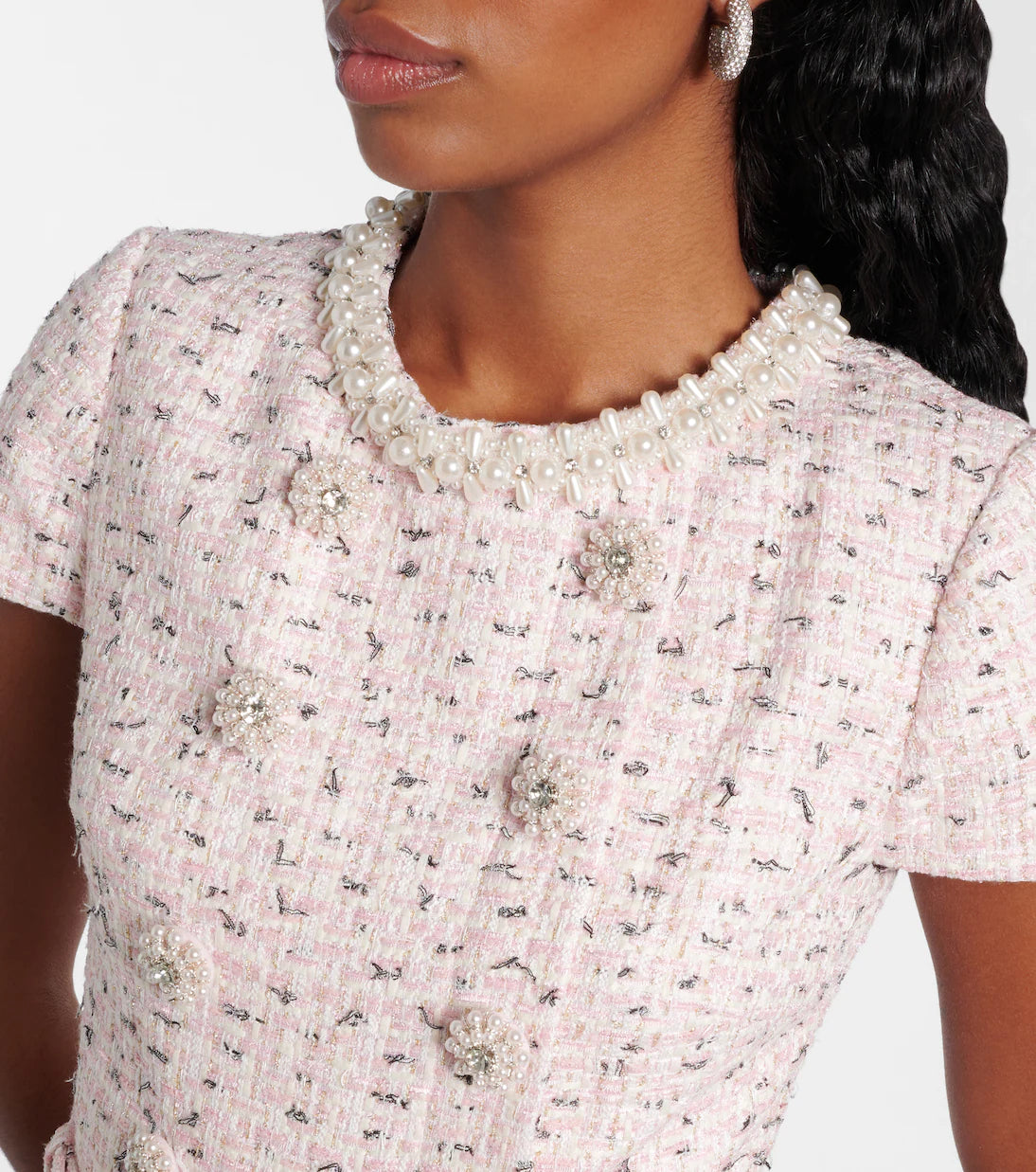 Embellished bouclé minidress