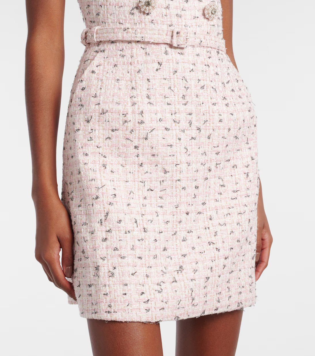 Embellished bouclé minidress